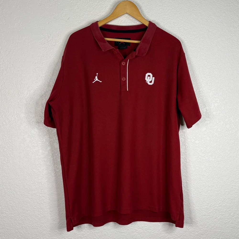 Jordan Ou Oklahoma University Sooners Red polo shirt Collegiate Sport Events